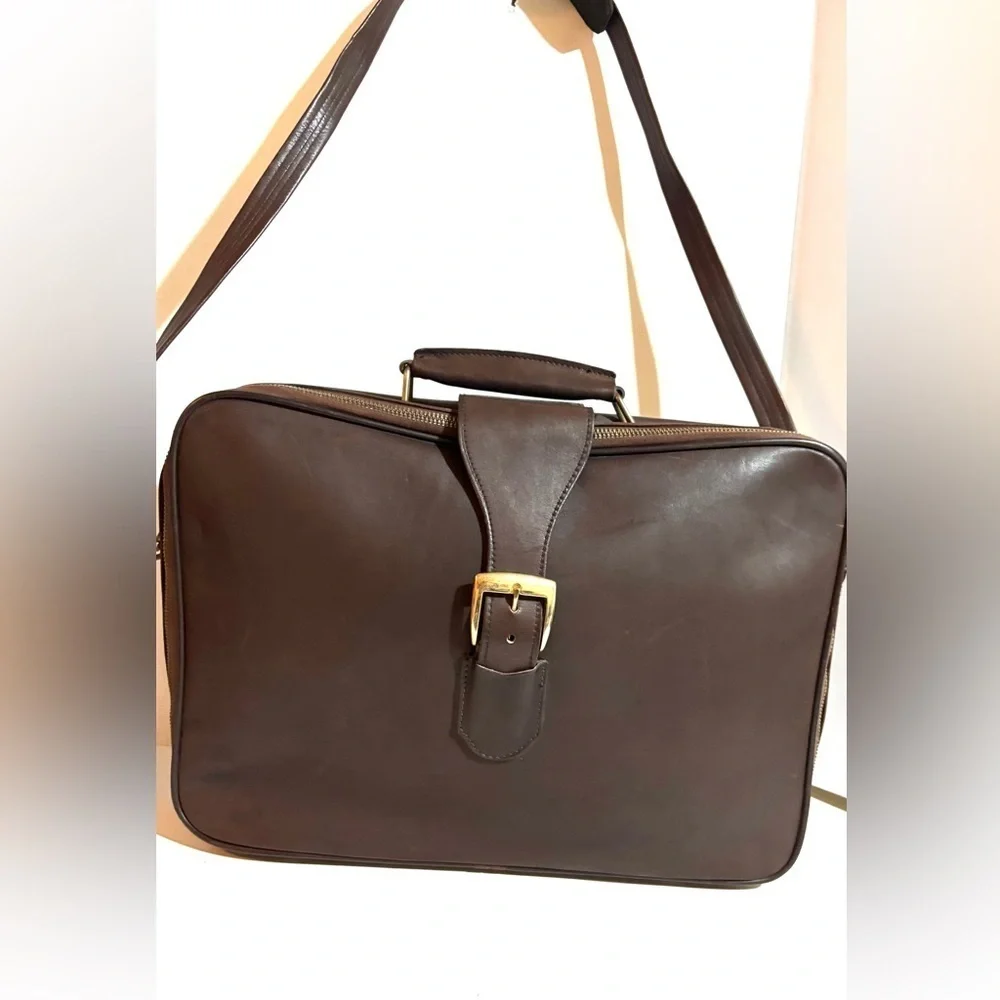 Vintage unisex briefcase, travel work weekend Brown Leather Bag
